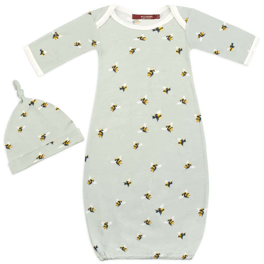 Bumblebee Bamboo Gown and Hat Set by Milkbarn Kids