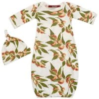 71119 - Peaches Organic Cotton Gown and Hat Set by Milkbarn Kids