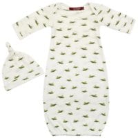 71120 - Grasshopper Organic Cotton Gown and Hat Set by Milkbarn Kids