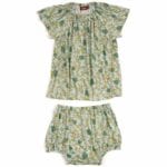 Blue Floral Bamboo Dress and Bloomers by Milkbarn Kids