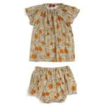 Grey Floral Bamboo Dress and Bloomer Set by Milkbarn Kids