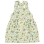 Blue Floral Organic Linen and Cotton Pinafore Apron by Milkbarn Kids