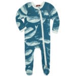 Blue Whale Bamboo Zipper Footed Romper by Milkbarn Kids