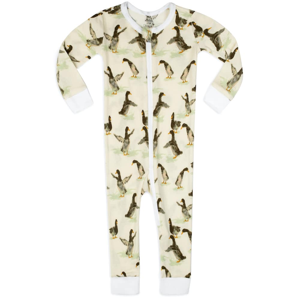 Duck Organic Cotton Zipper Pajama by Milkbarn Kids