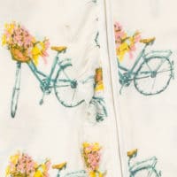 Floral Bicycle Bamboo Front Detail Ruffle Zipper Footed Romper by Milkbarn Kids