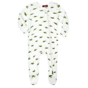 Grasshopper Organic Cotton Zipper Footed Romper by Milkbarn Kids