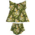 Green Floral Bamboo Dress and Bloomer Set by Milkbarn Kids