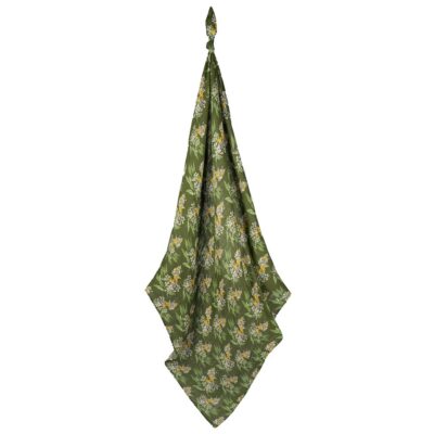 Green Floral Bamboo Swaddle Blanket by Milkbarn Kids