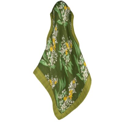 Green Floral Bamboo and Organic Cotton Mini Lovey Unfolded by Milkbarn Kids