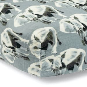 Grey Elephant Organic Cotton Muslin Fitted Crib Sheet by Milkbarn Kids