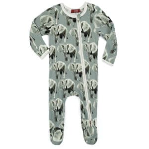 Grey Elephant Organic Cotton Zipper Footed Romper by Milkbarn Kids