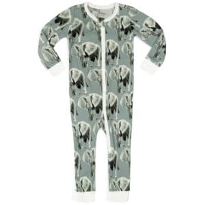 Grey Elephant Organic Cotton Zipper Pajama by Milkbarn Kids