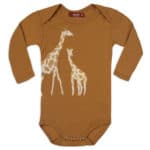 Orange Giraffe Applique Organic Cotton Long Sleeve One Piece by Milkbarn Kids