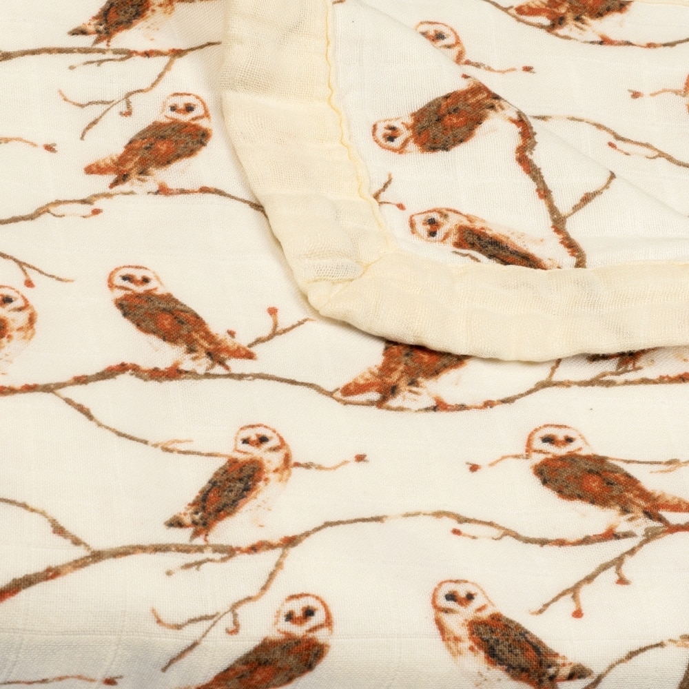 Owl Muslin Lovey Folded Detail by Milkbarn Kids