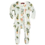 Potted Plant Bamboo Ruffle Zipper Footed Romper by Milkbarn Kids