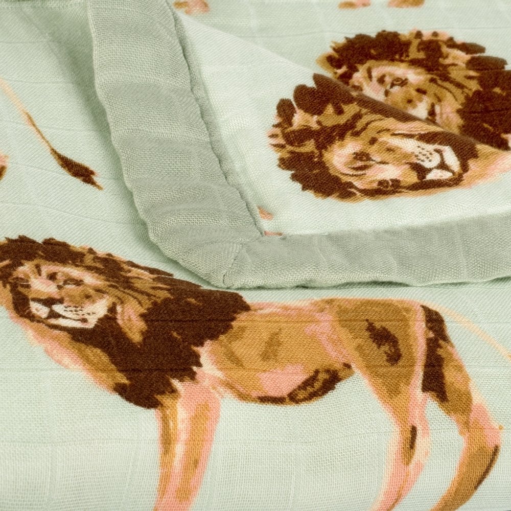 Lion Big Lovey Muslin Blanket Folded Detail
