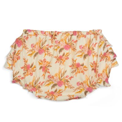 25128 - Vintage Floral Organic Ruffle Bloomer Front