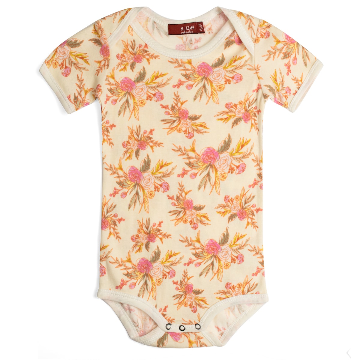 Vintage Floral Organic Cotton Short Sleeve One Piece | MILKBARN Kids ...