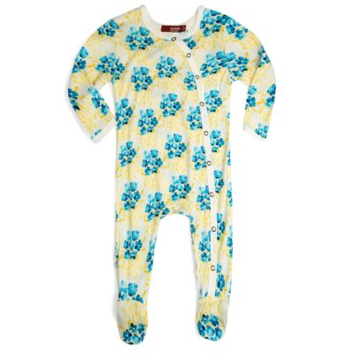 Sky Floral Bamboo Snap Footed Romper