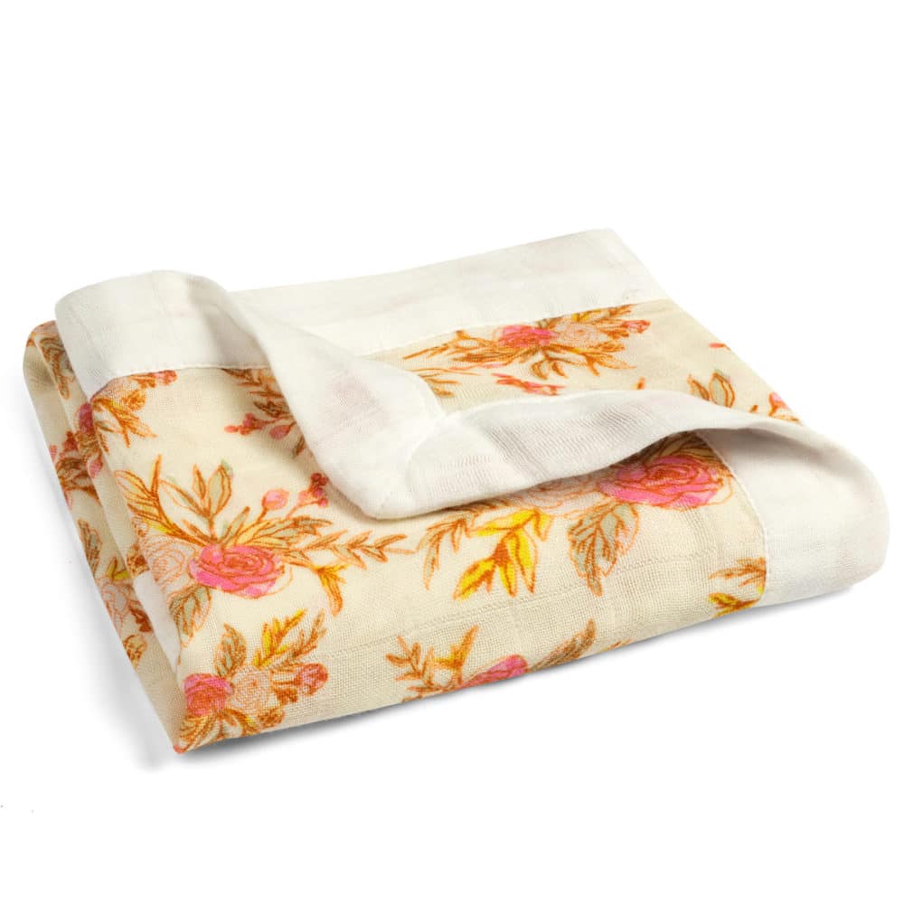 Vintage Floral Mini Lovey Muslin Blanket Folded