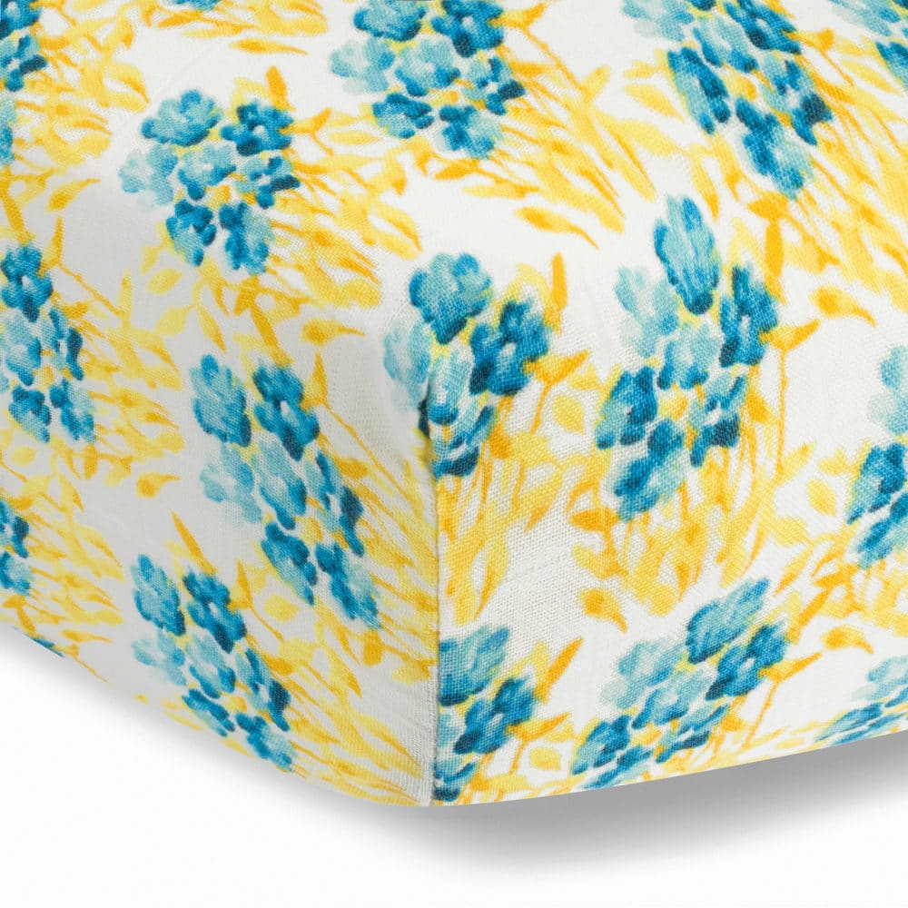 Sky Floral Muslin Fitted Crib Sheet