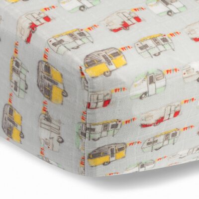 Organic Cotton Vintage Trailers Muslin Fitted Crib Sheets