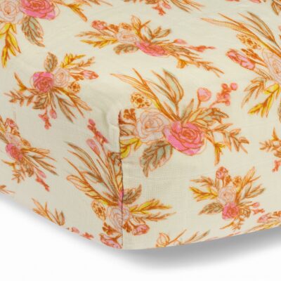 Organic Cotton Vintage Floral Muslin Fitted Crib Sheets