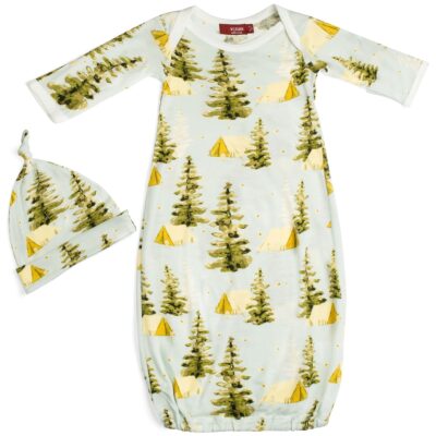 Camping Bamboo Newborn Gown and Hat Set
