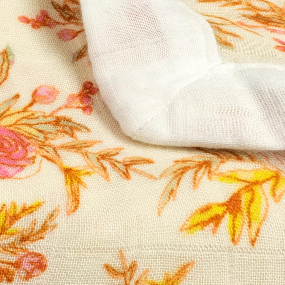 Vintage Floral Mini Lovey Muslin Blanket Folded Detail