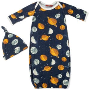 Planets Bamboo Newborn Gown and Hat Set