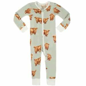 Highland Cow Bamboo Zipper Pajama by Milkbarn