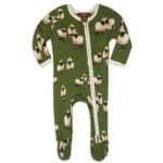 Valais Sheep Bamboo Zipper Footed Pajama by Milkbarn