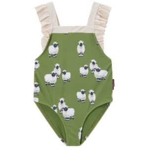 Valais Sheep Ruffle Square Neck One Piece Swimsuit