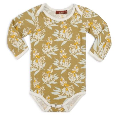 33139 - Gold Floral Organic Cotton Long Sleeve One Piece