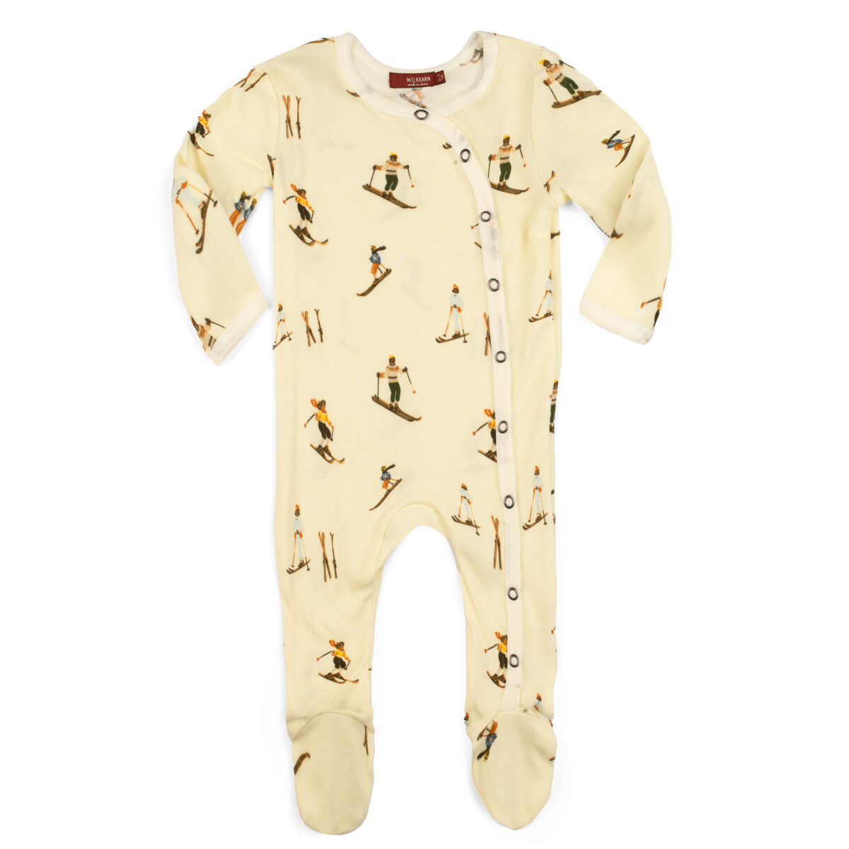 37141 - Vintage Natural Ski Organic Cotton Snap Footed Romper