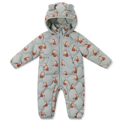 Fox Lightweight Down Quilted Hooded Jumpsuit
