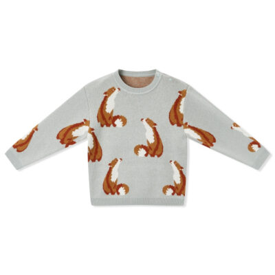 Fox Knitted Birdseye Jacquard Sweater Front