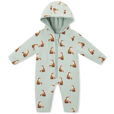 Fox Reversible Waffle Knit Quilted Hooded Jumpsuit