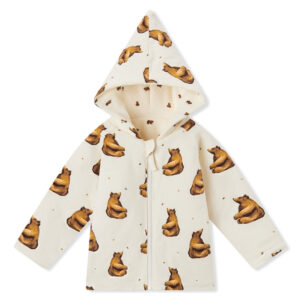 Big Honey Bear Reversible Waffle Knit Hooded Jacket