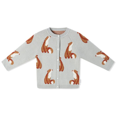 Fox Knitted Birdseye Jacquard Cardigan Front