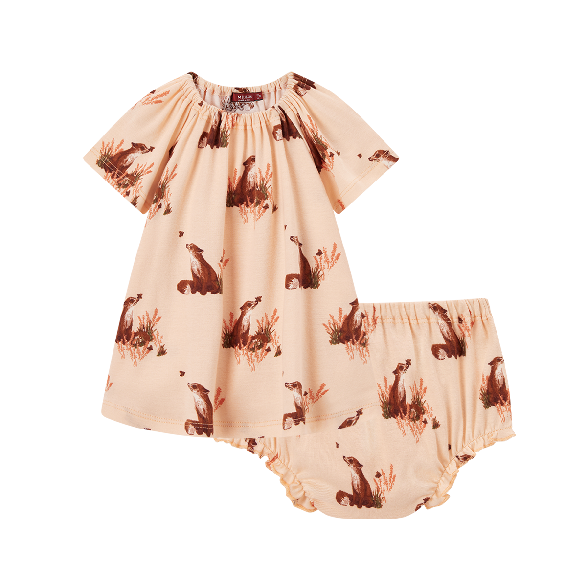 Floral Fox Organic Cotton Dress & Bloomer Set | MILKBARN Kids | Organic ...